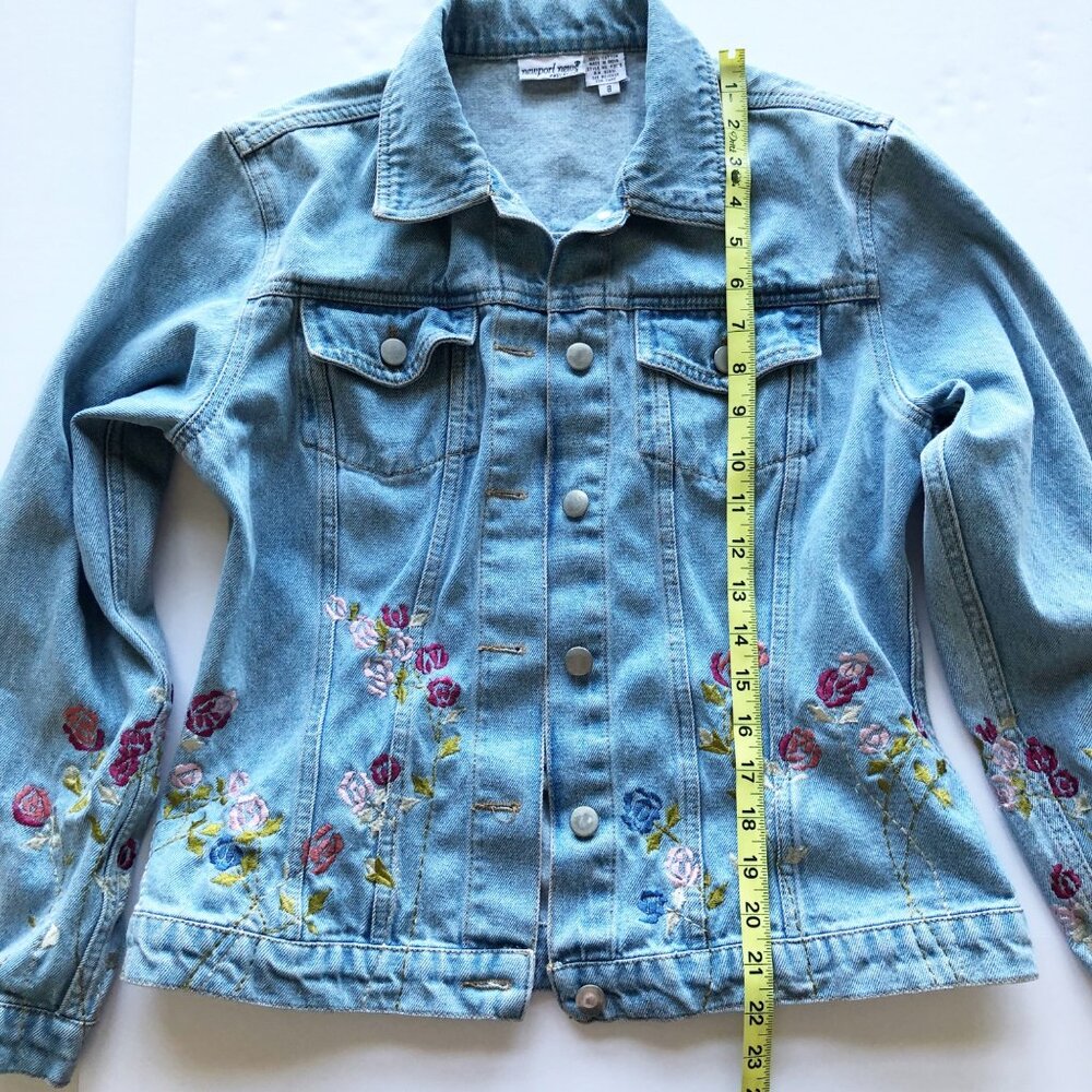 NEWPORT NEWS Vintage Embroidered Floral Denim Jean Jacket Womens 8 - Picture 11 of 11